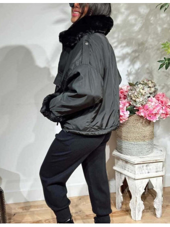 Cazadora Oversize Pelo MISCHA Negro HEVE