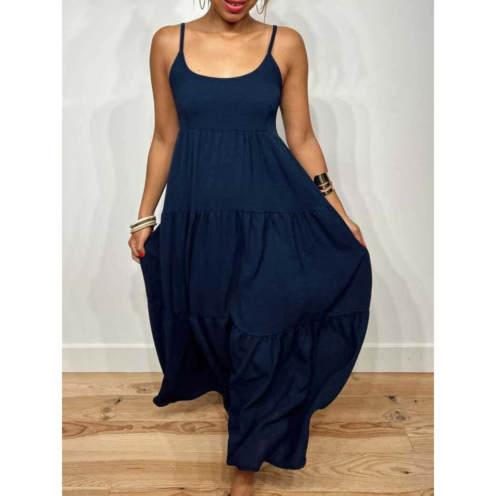 Vestido Largo Paneles CHILOX Marino HEVE