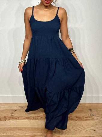 Vestido Largo Paneles CHILOX Marino HEVE