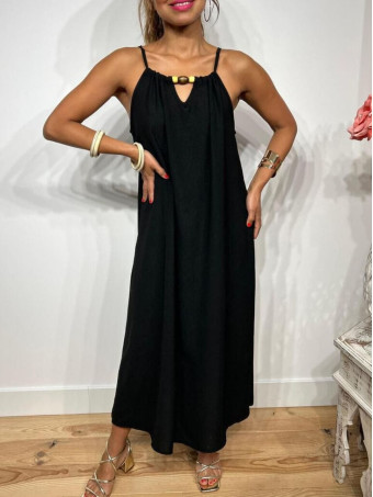 Vestido Abalorios Madera MERIAH Negro HEVE