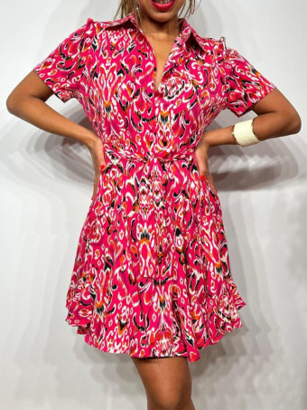 Vestido Camisero Estampado JISKA Fucsia HEVE