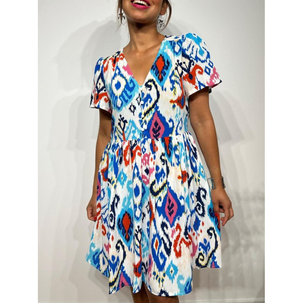 Vestido Corto Estampado Étnico HENTAK HEVE