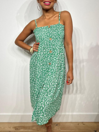 Vestido Estampado Flores AUGGIE Verde HEVE