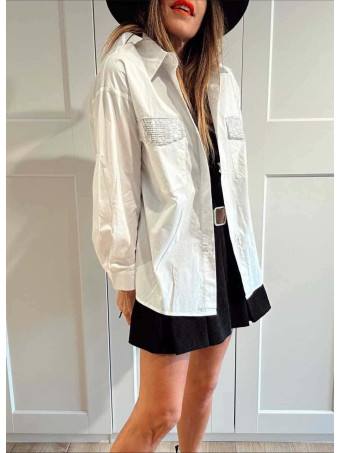 Camisa Oversize Lentejuelas STANLEY Blanco HEVE