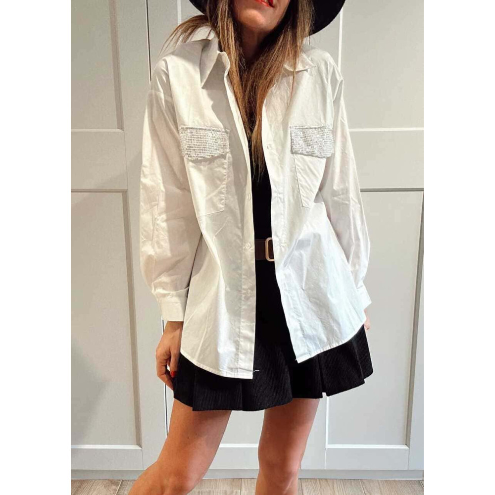 Camisa Oversize Lentejuelas STANLEY Blanco HEVE