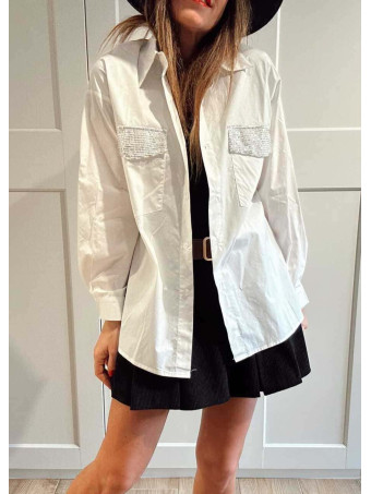 Camisa Oversize Lentejuelas STANLEY Blanco HEVE