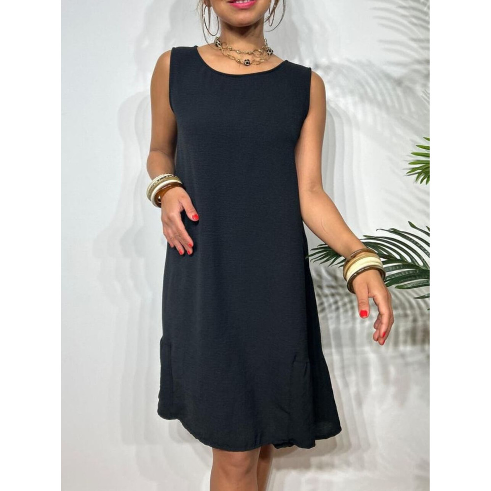 Vestido Corto Evasé SILLENTO Negro HEVE