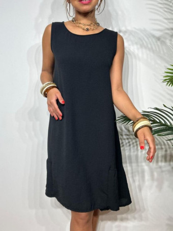Vestido Corto Evasé SILLENTO Negro HEVE