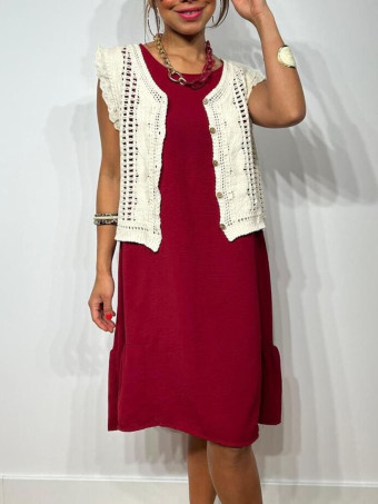 Vestido Corto Evasé SILLENTO Burdeos HEVE