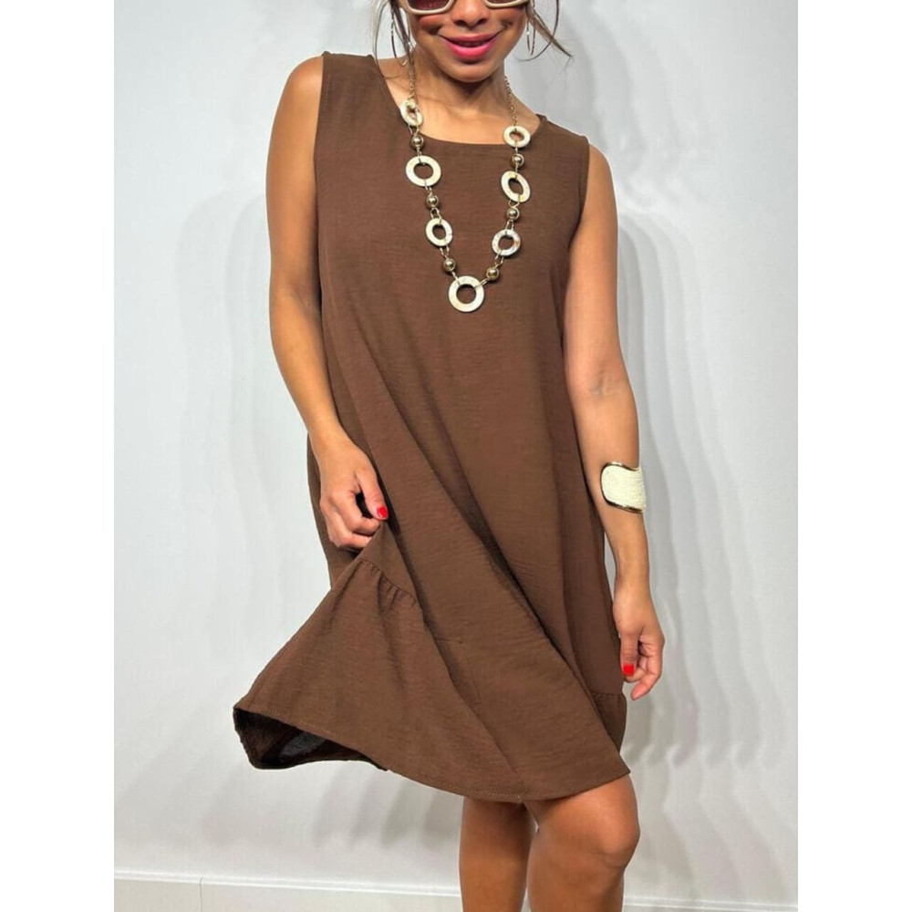 Vestido Corto Evasé SILLENTO Marrón HEVE