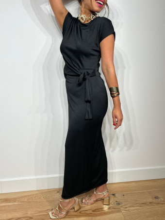 Vestido Largo Nudo MATTINA Negro HEVE