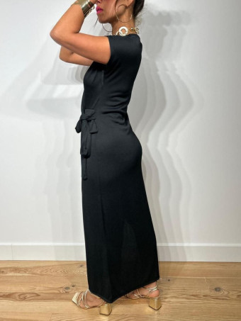 Vestido Largo Nudo MATTINA Negro HEVE