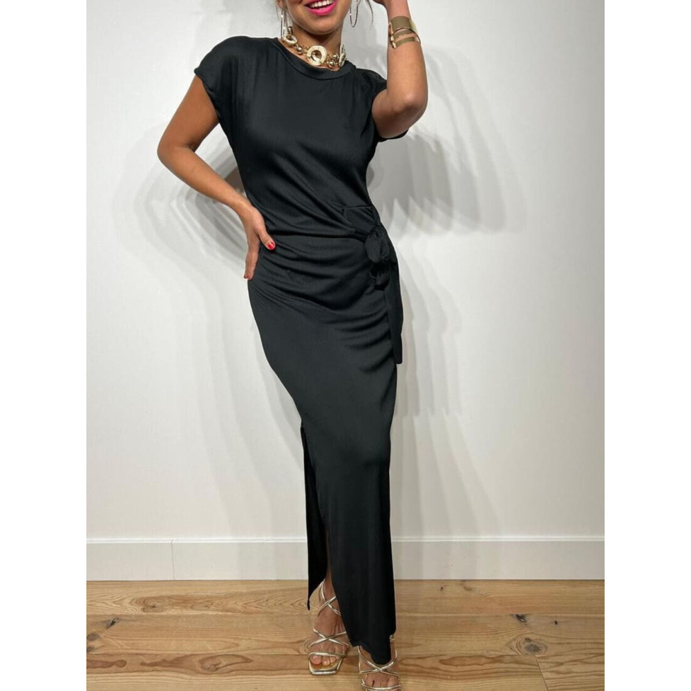 Vestido Largo Nudo MATTINA Negro HEVE