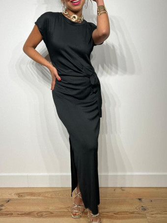 Vestido Largo Nudo MATTINA Negro HEVE