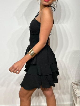 Vestido Corsetero Volantes ZENSEO Negro HEVE