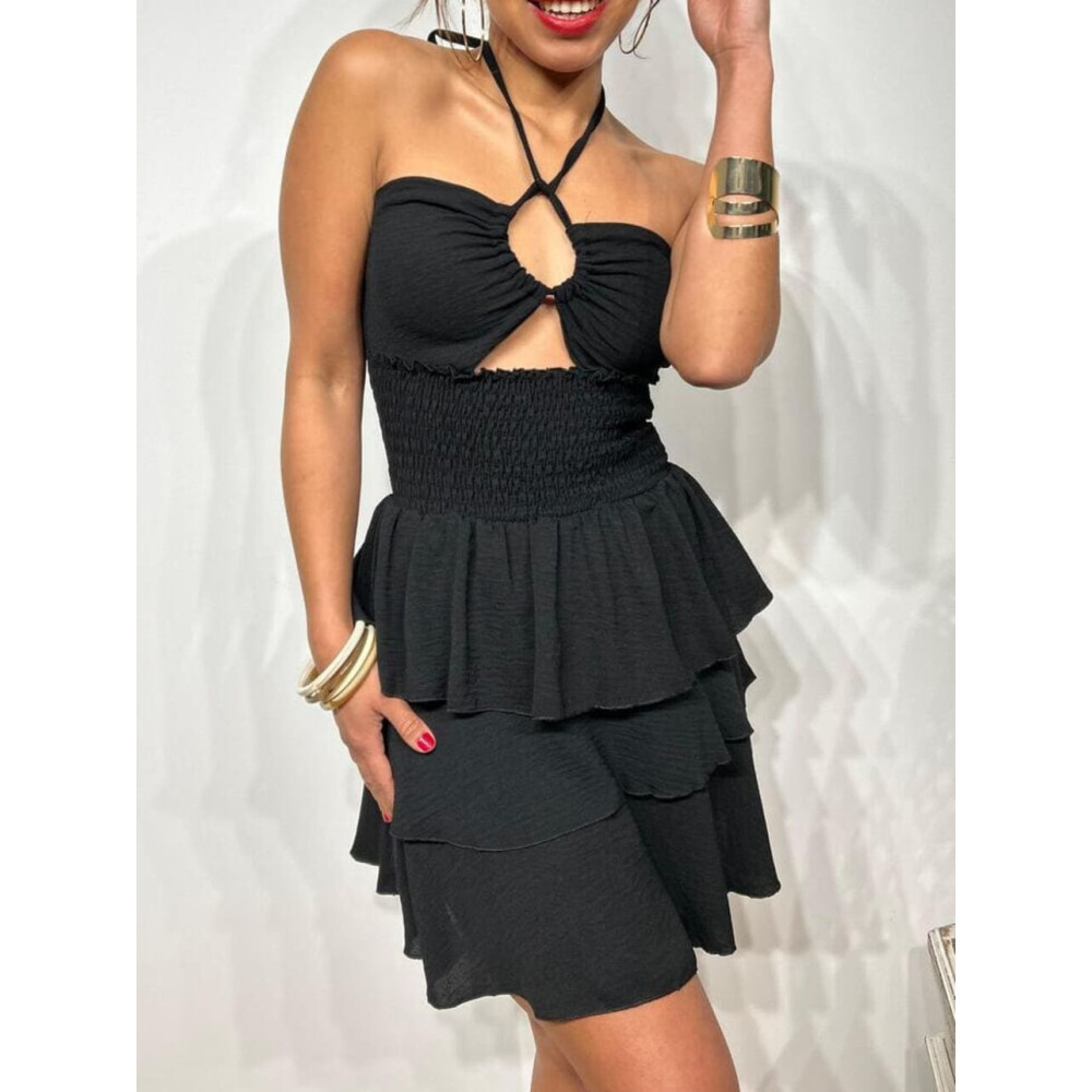 Vestido Corsetero Volantes ZENSEO Negro HEVE