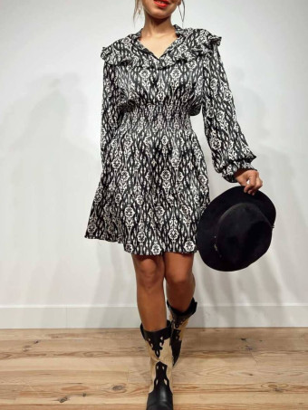 Vestido Estampado Volantes NALOCH Negro HEVE