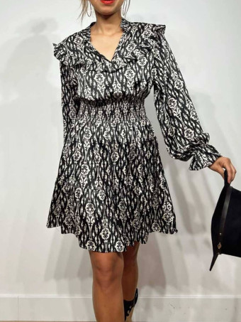 Vestido Estampado Volantes NALOCH Negro HEVE