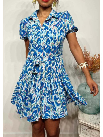 Vestido Camisero Estampado BARELY Azul HEVE