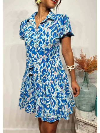 Vestido Camisero Estampado BARELY Azul HEVE