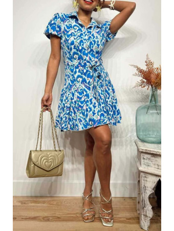 Vestido Camisero Estampado BARELY Azul HEVE