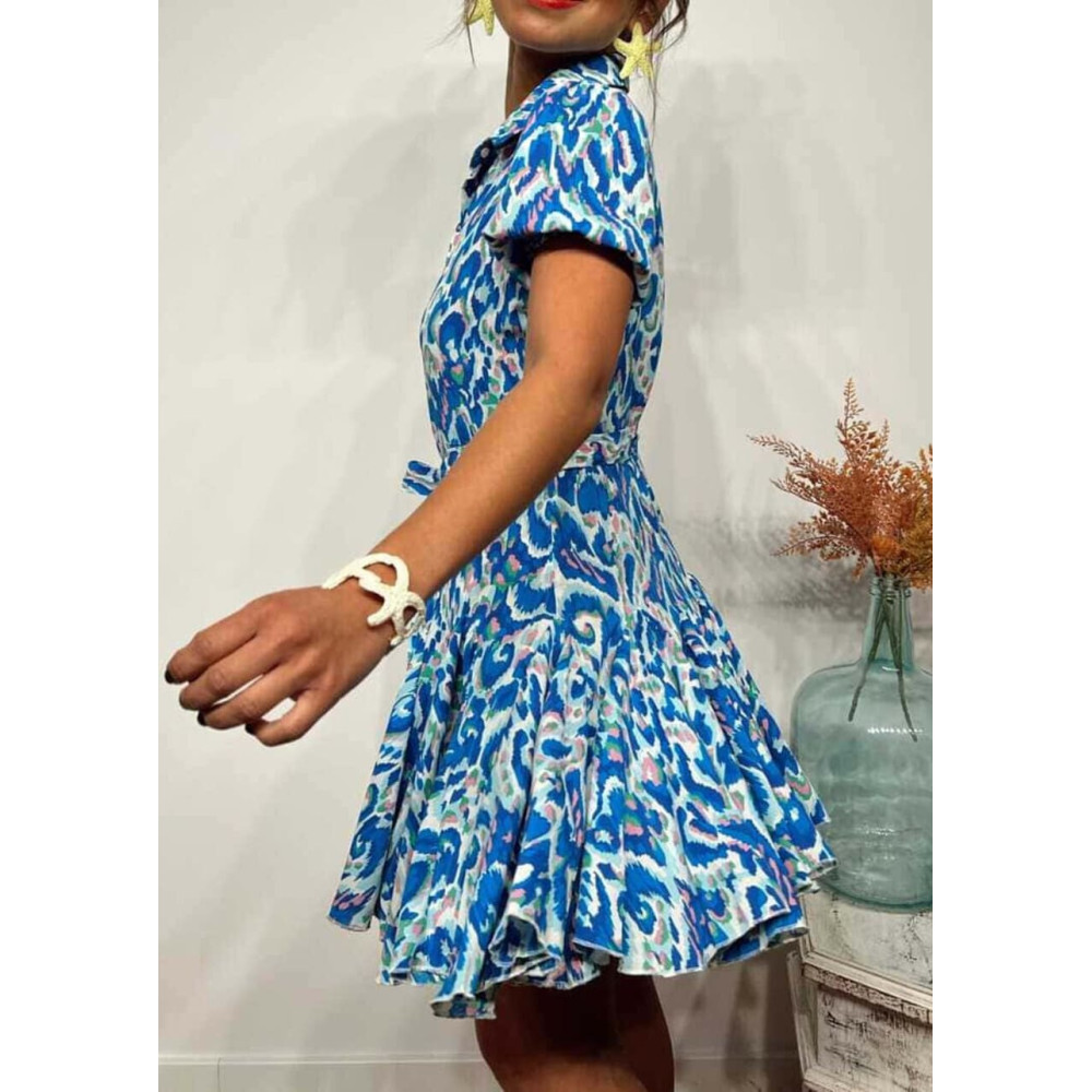 Vestido Camisero Estampado BARELY Azul HEVE