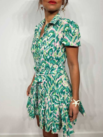 Vestido Camisero Estampado BARELY Verde HEVE