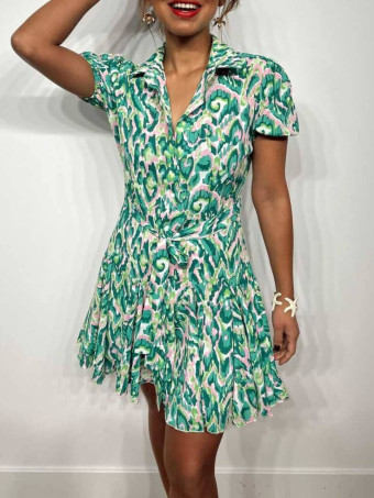 Vestido Camisero Estampado BARELY Verde HEVE