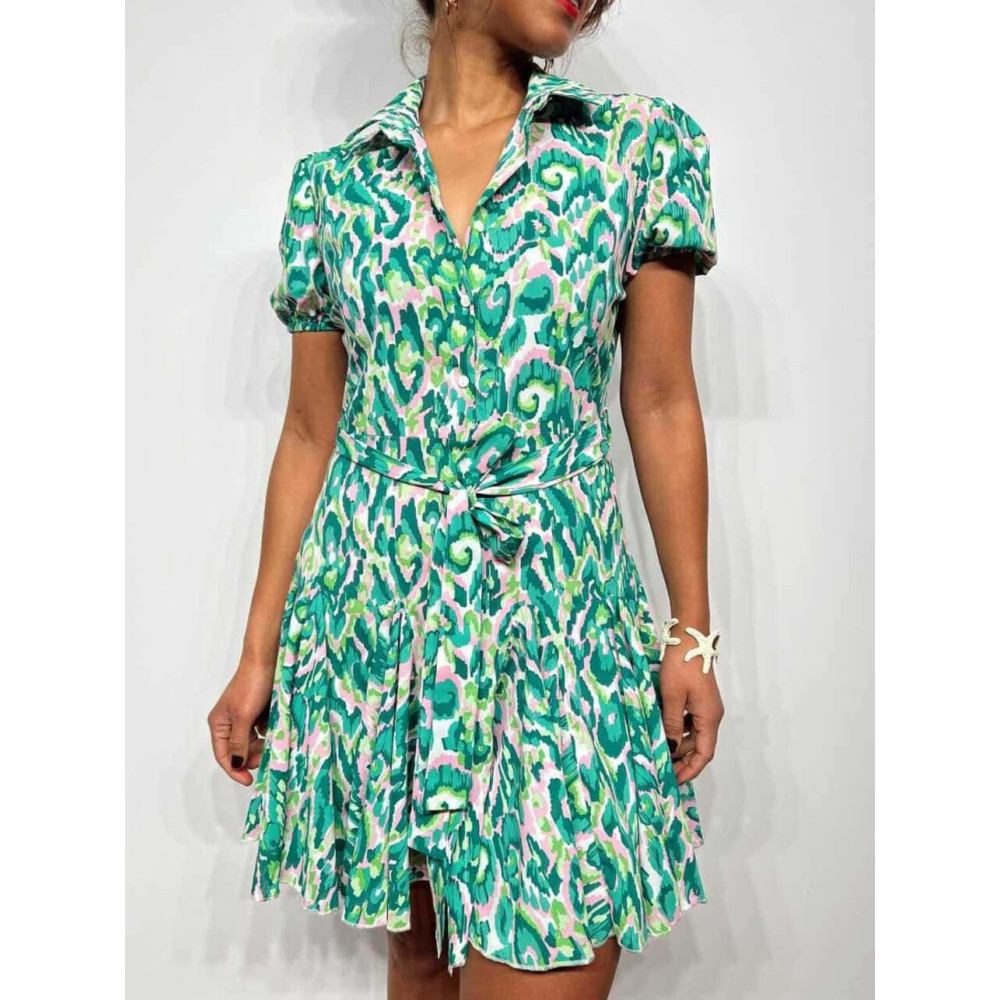 Vestido Camisero Estampado BARELY Verde HEVE