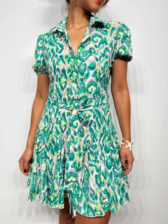 Vestido Camisero Estampado BARELY Verde HEVE
