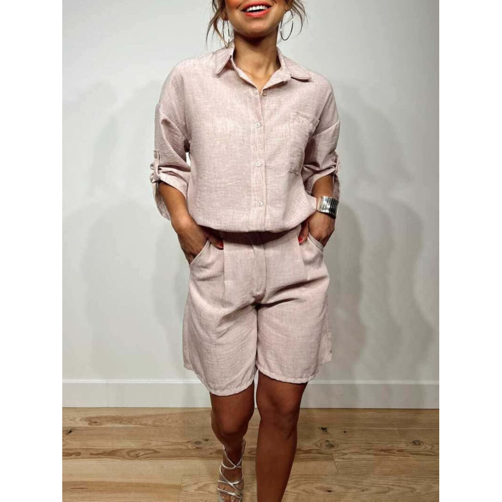 Conjunto Camisa y Bermuda VANERA Rosa HEVE