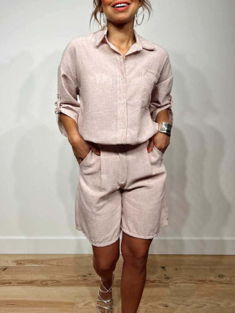 Conjunto Camisa y Bermuda VANERA Rosa HEVE