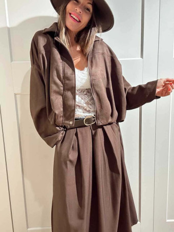 Chaqueta Oversize Efecto Ante DORVAN Marrón