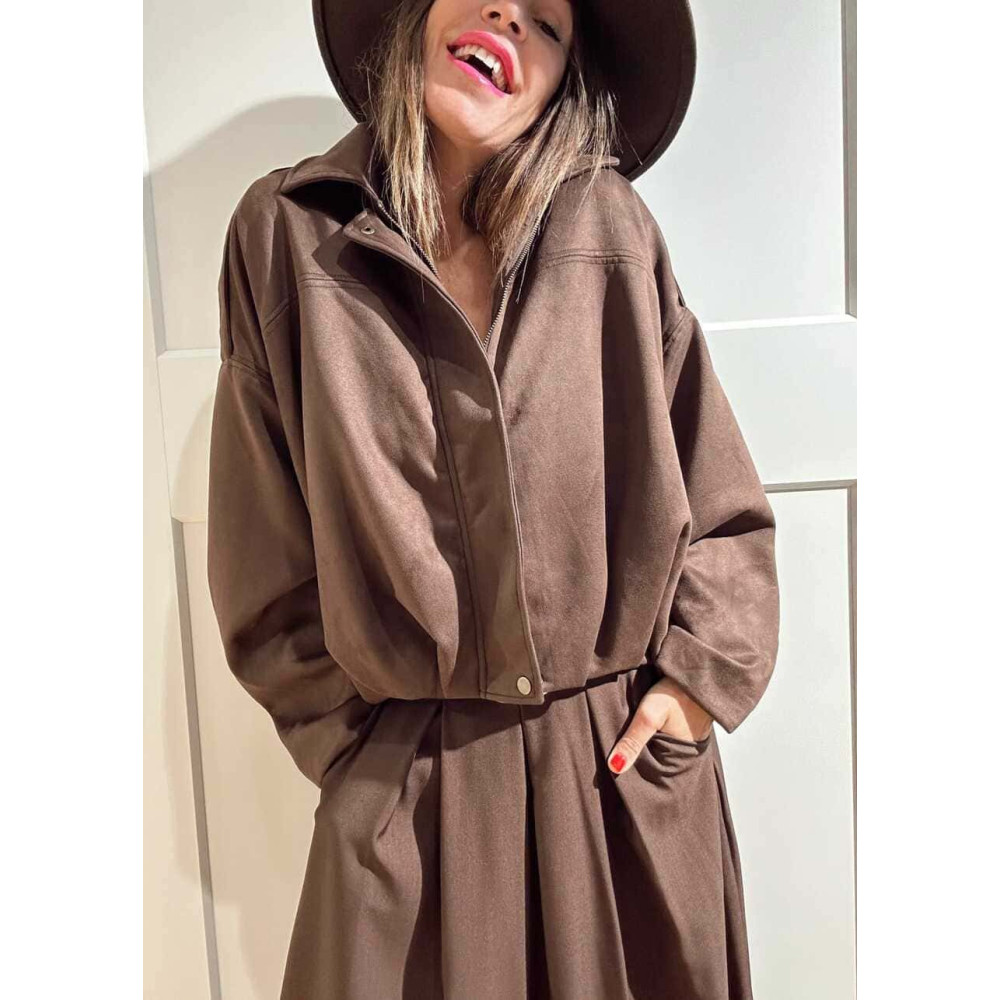 Chaqueta Oversize Efecto Ante DORVAN Marrón