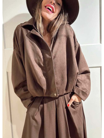 Chaqueta Oversize Efecto Ante DORVAN Marrón