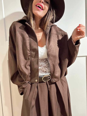 Chaqueta Oversize Efecto Ante DORVAN Marrón