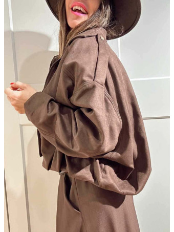 Chaqueta Oversize Efecto Ante DORVAN Marrón