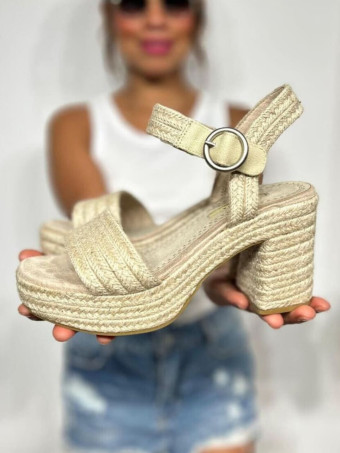 Sandalia Yute Tacón y Plataforma MONTESSORI Beige HEVE