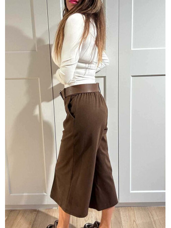 Pantalón Culotte con Cinturón LYMAN Marrón HEVE