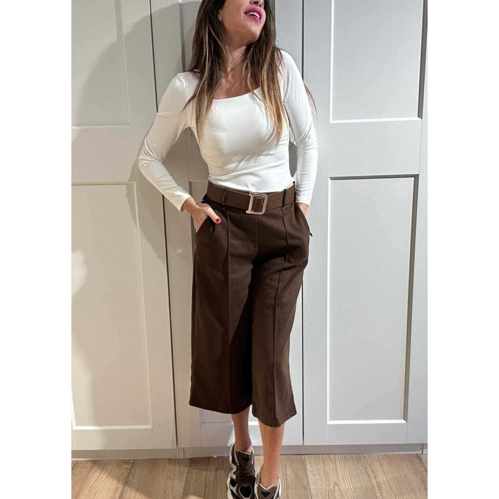 Pantalón Culotte con Cinturón LYMAN Marrón HEVE