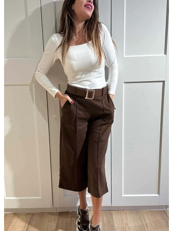 Pantalón Culotte con Cinturón LYMAN Marrón HEVE