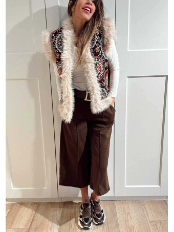 Pantalón Culotte con Cinturón LYMAN Marrón HEVE