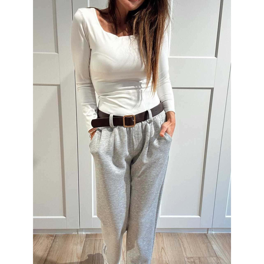 Pantalón Soft Touch Cinturón GERALTY Gris HEVE