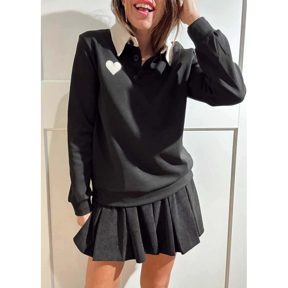 Polo Soft Touch Essential Heart Negro HEVE