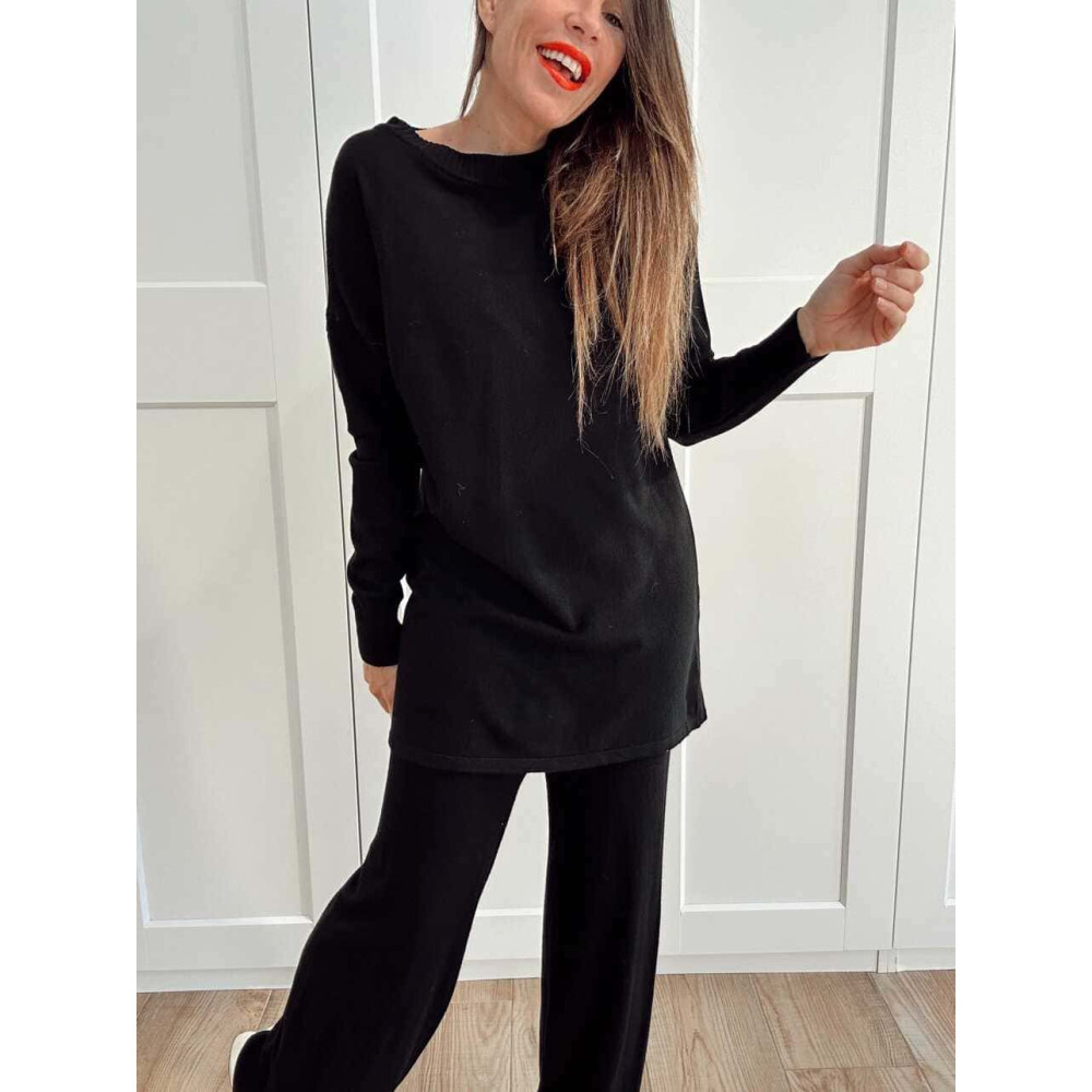 Conjunto Punto Jersey y Pantalón GIULIA Negro HEVE