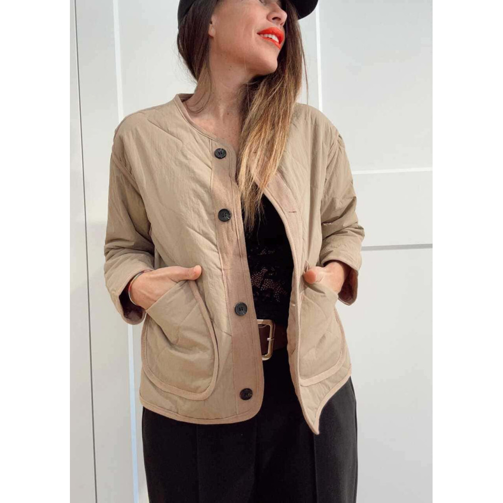 Chaqueta Guateada Ondas TEYANA Beige - heve