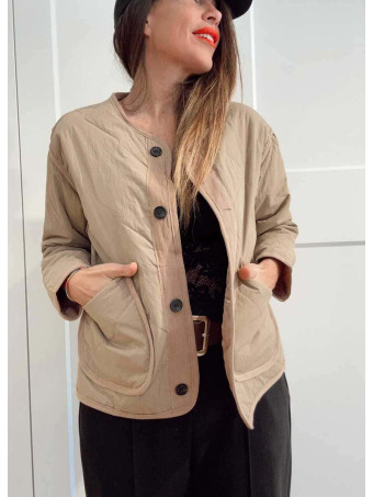 Chaqueta Guateada Ondas TEYANA Beige - heve