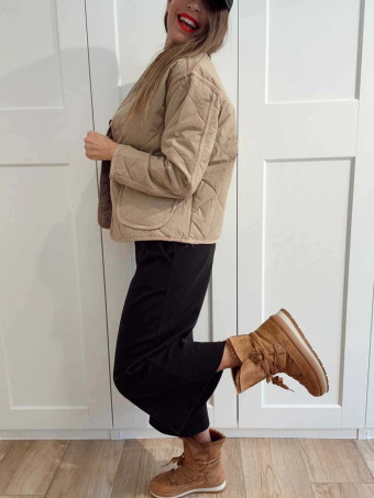 Chaqueta Guateada Ondas TEYANA Beige - heve