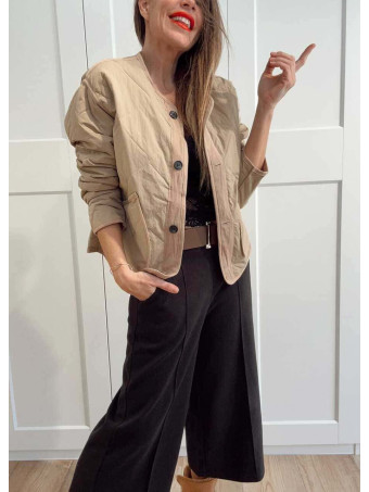 Chaqueta Guateada Ondas TEYANA Beige - heve