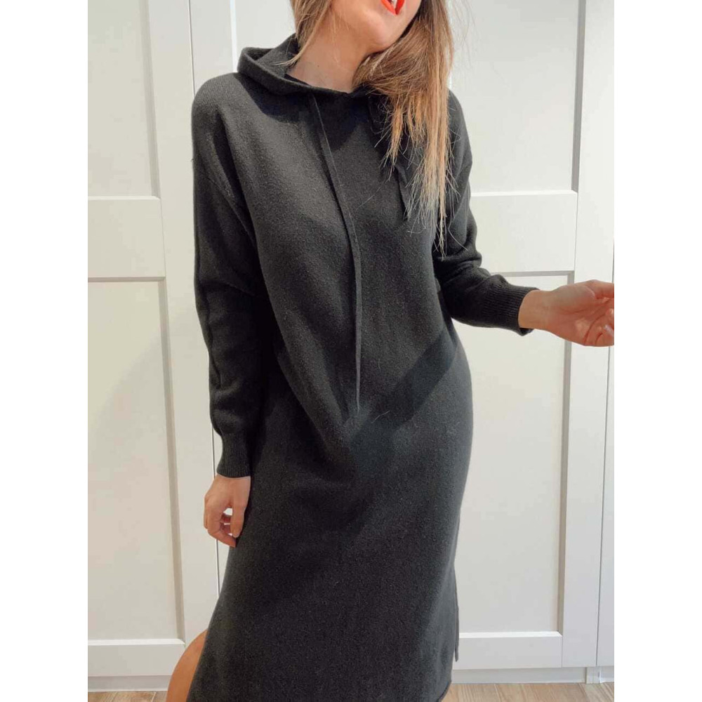 Vestido Punto con Capucha MOSSAIRE Negro - heve